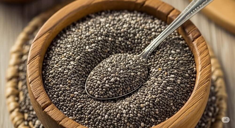 Bowl of chia seeds.