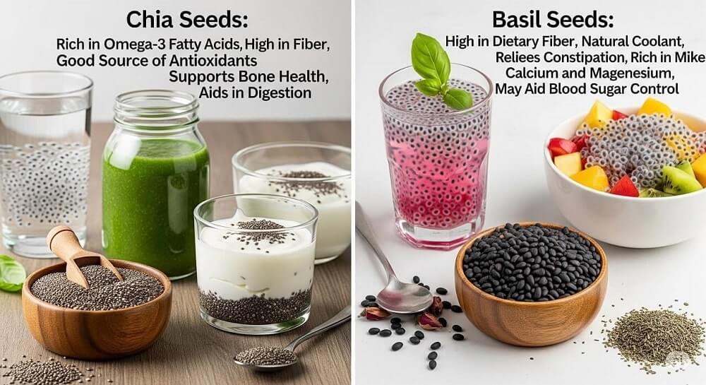 Chia vs. basil seed benefits.